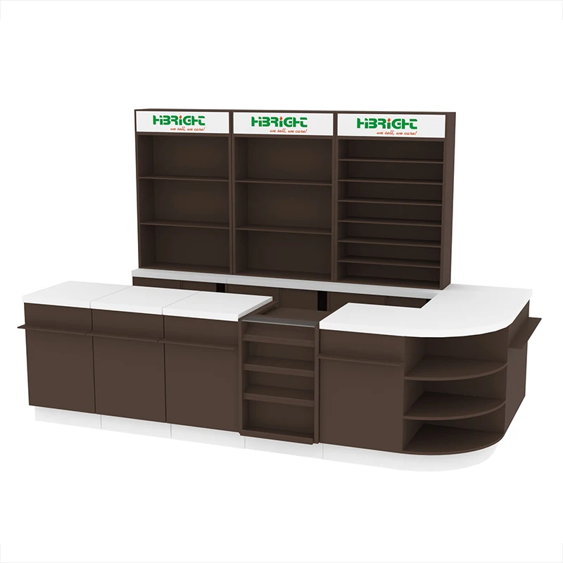 Supermarket Cash Counter Design Customized Retail Counter for Sale With Eco-friendly Wooden Desk