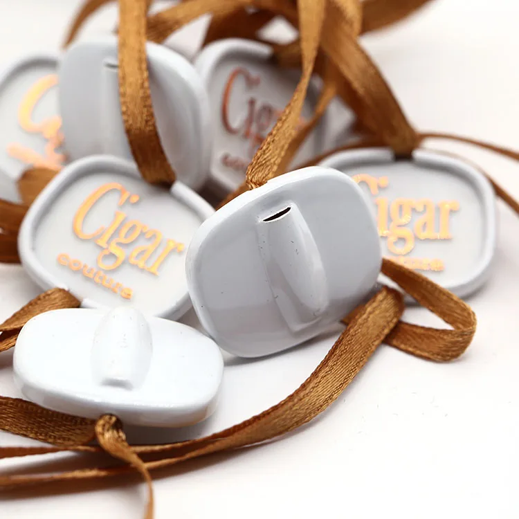 Custom wholesale string Aluminum shell hangtag  logo beads string rope for cargo hanging identification fasteners