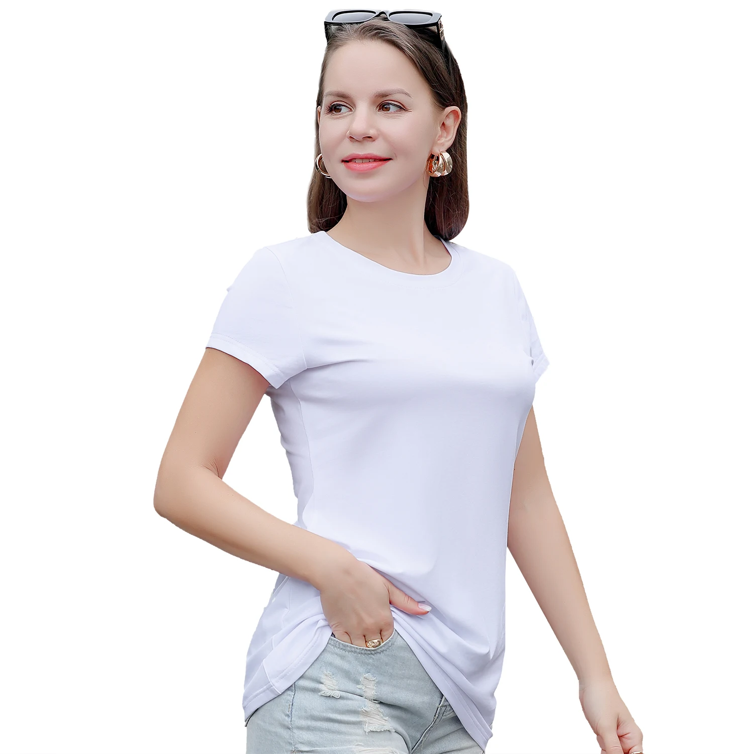 Women Branded Fashion Designer Stock Plain Import Overruns Bangladesh T-shirt