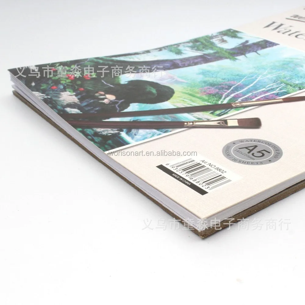 Good Quality A3 A4 A5 watercolor paper pad OEM service spiral 24 sheet 180gsm art watercolor painting pad