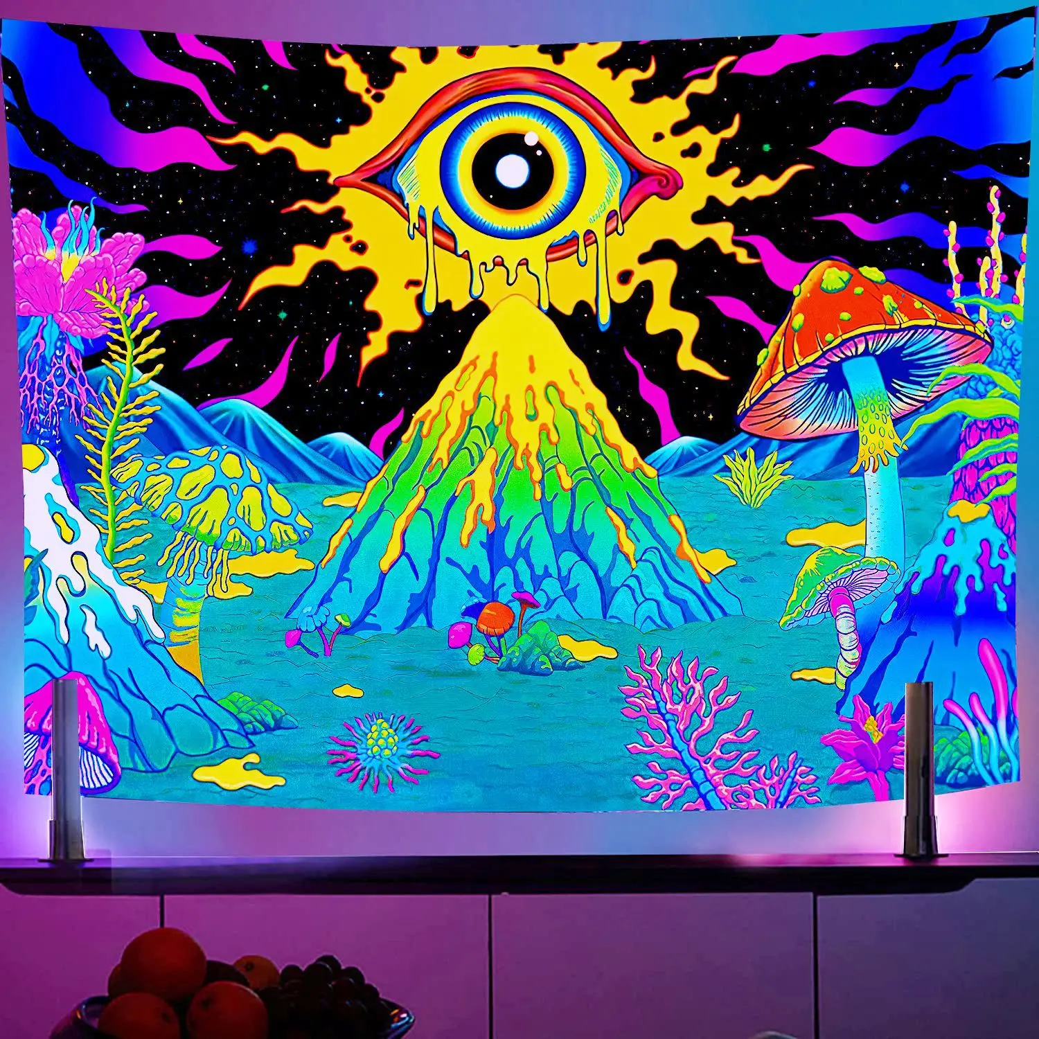 Оптовая продажа, гобелены для фестиваля, луна, звезды, ночное звездное небо, гобелен Naturen, 100% полиэфирная ткань, светящийся в темноте гобелен