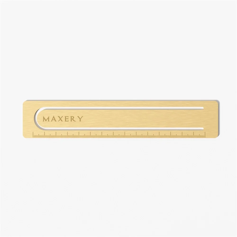MAXERY оптовая продажа канцелярских товаров индивидуальный логотип винтажная латунь 15 см трафарет для книг металлическая