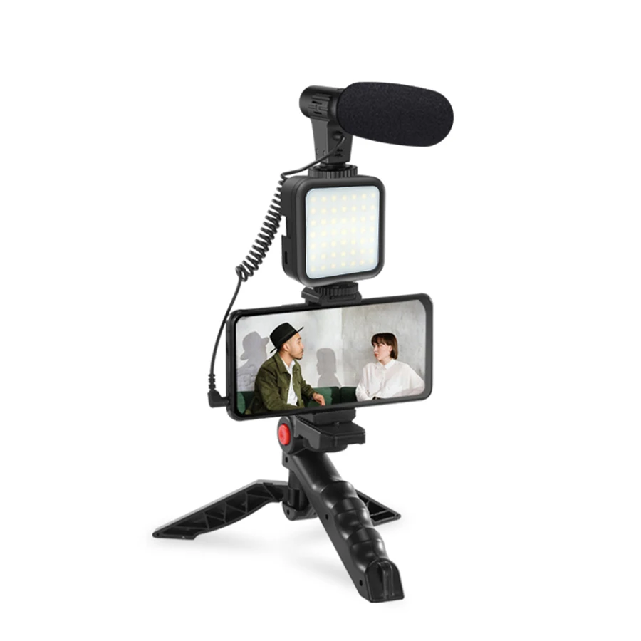Professional Smartphone Video Kit Microphone LED Light Tripod Holder For Live Vlogging Photography YouTube Filmmaker Accessories