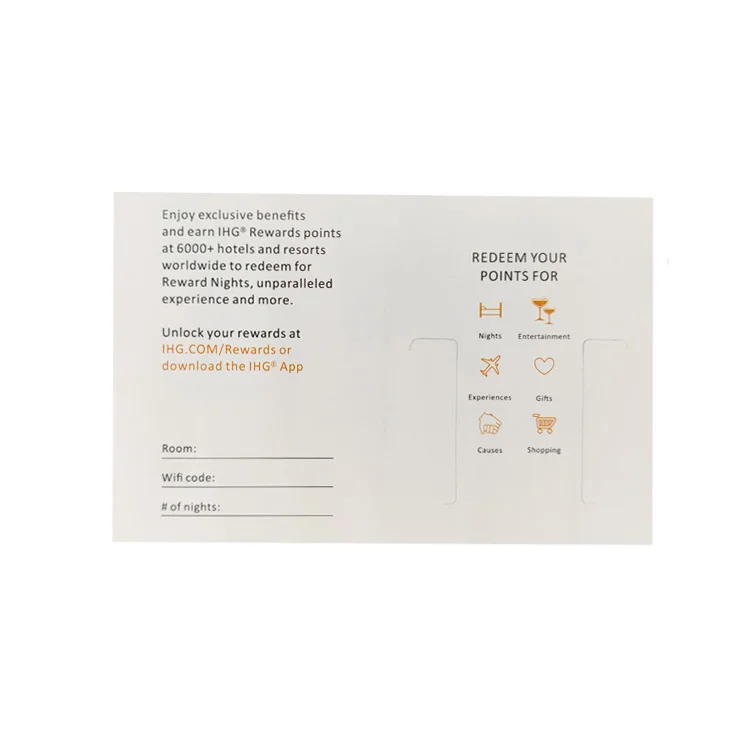 Full color printing Hotel coated paper card holder 200 275 300 gsm hotel card holder sleeves