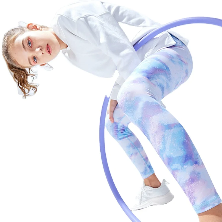 Children Kids Soft Polyester Women Girl Workout Fitness Gym Wear Clothes Sport Yoga Pants Leggings High Waisted Without Pockets