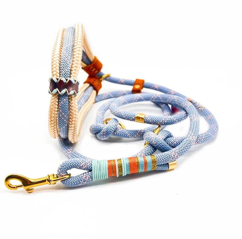 paracord collier lumineux chien leather dog leash and collar handle leine linde encoder nylon rope training slip lead dog leash