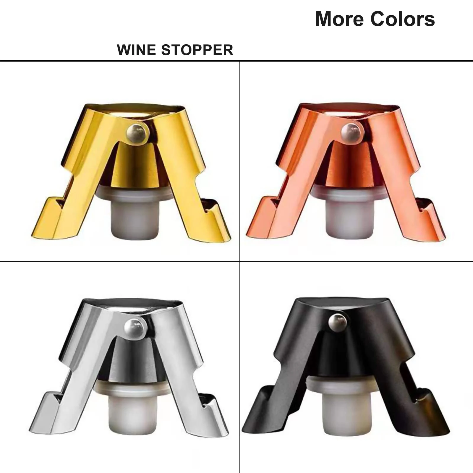 Beer Bottle Wine Vacuum Stopper Stainless Steel Air Tight Champagne Stopper With Silicone Leak Proof