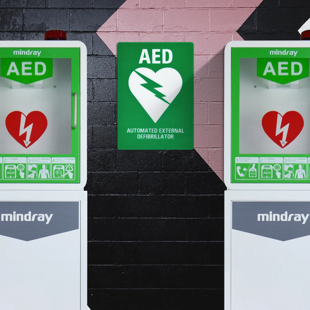 WAP-Health 3046 Flat type First Aid Safety Defibrillator Metal AED Wall  Sign