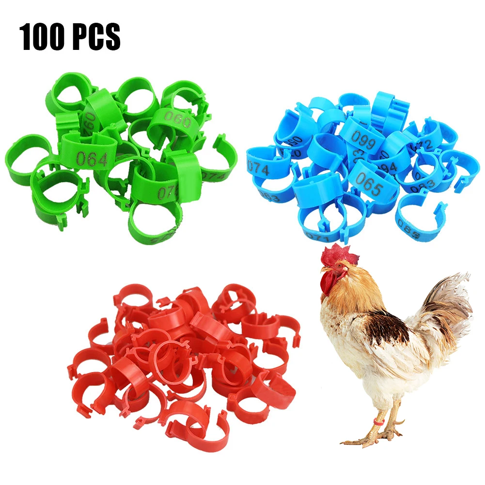 
2020 100pcs/lot Chicken Leg Rings Poultry Ankle Bands Number Tag Markers for Birds Gamefowl Turkey Duck 
