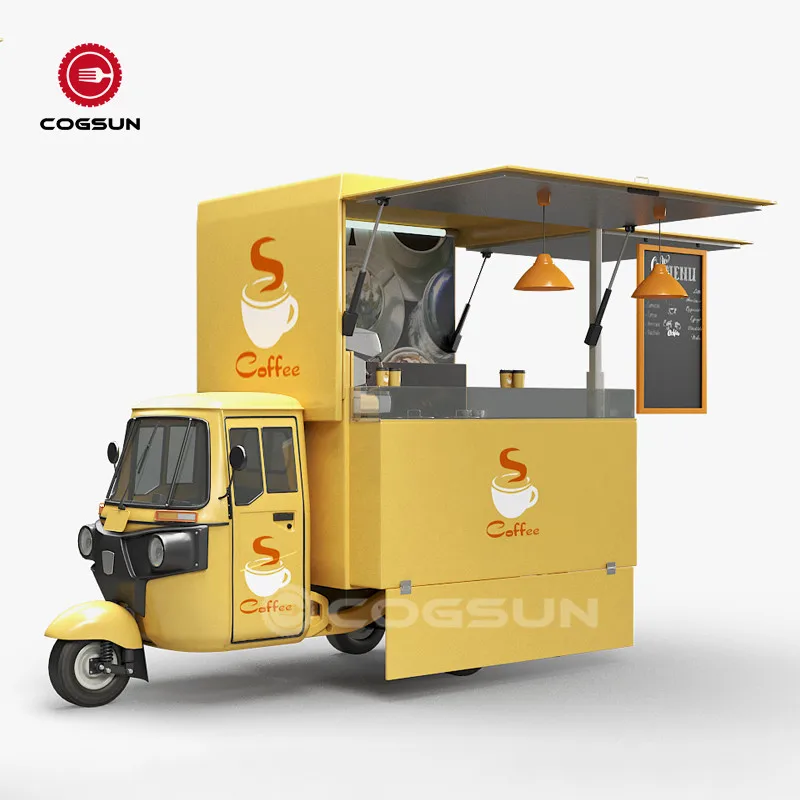 Electric Custom Color Size and Logo Customization Mobile Food Coffee Trucks for Sale Hot dog Food Cart Tricycle