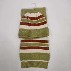yarn dyed tip hat and scarf set neckerchief jacquard knitted hat stripe cotton neckerchief neckerchief scout custom