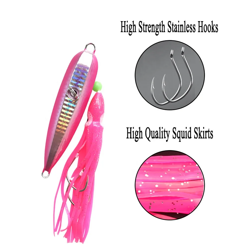Fishing Squid Lures glow Inchiku Metal Jig 80g 100g 120g 150g 200g 250g Metal lure Octopus Skirt With Assist Hook