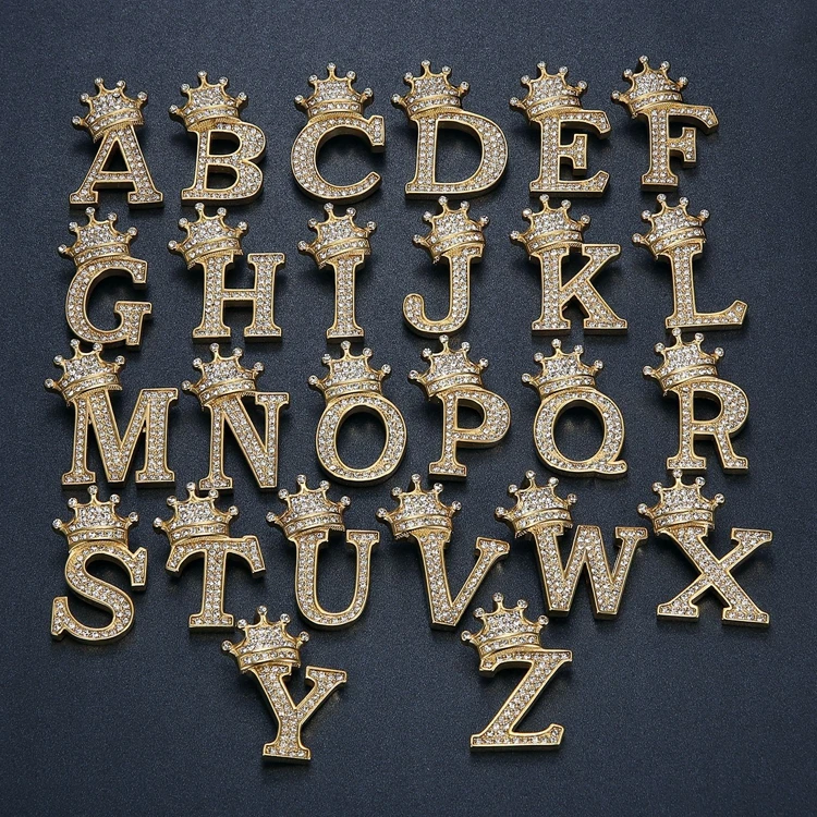 Wholesale 18k Gold Plated Stainless Steel Hollow Alphabet Full Diamond Fashion Fine Jewelry Letter Pendants for Women Men