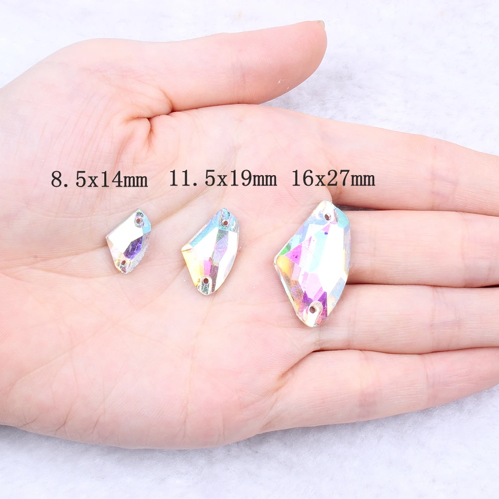 Hot Sale Sew On Axe-Shaped Glass Beads Flatback Point Faces Rhinestone Crystal Crystal AB For DIY Garment Fashion Wedding Dress