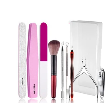 Wholesale Nail Clippers Kit Manicure Tools Nail File Scissors Makeup Brush Nail Care Tools Set