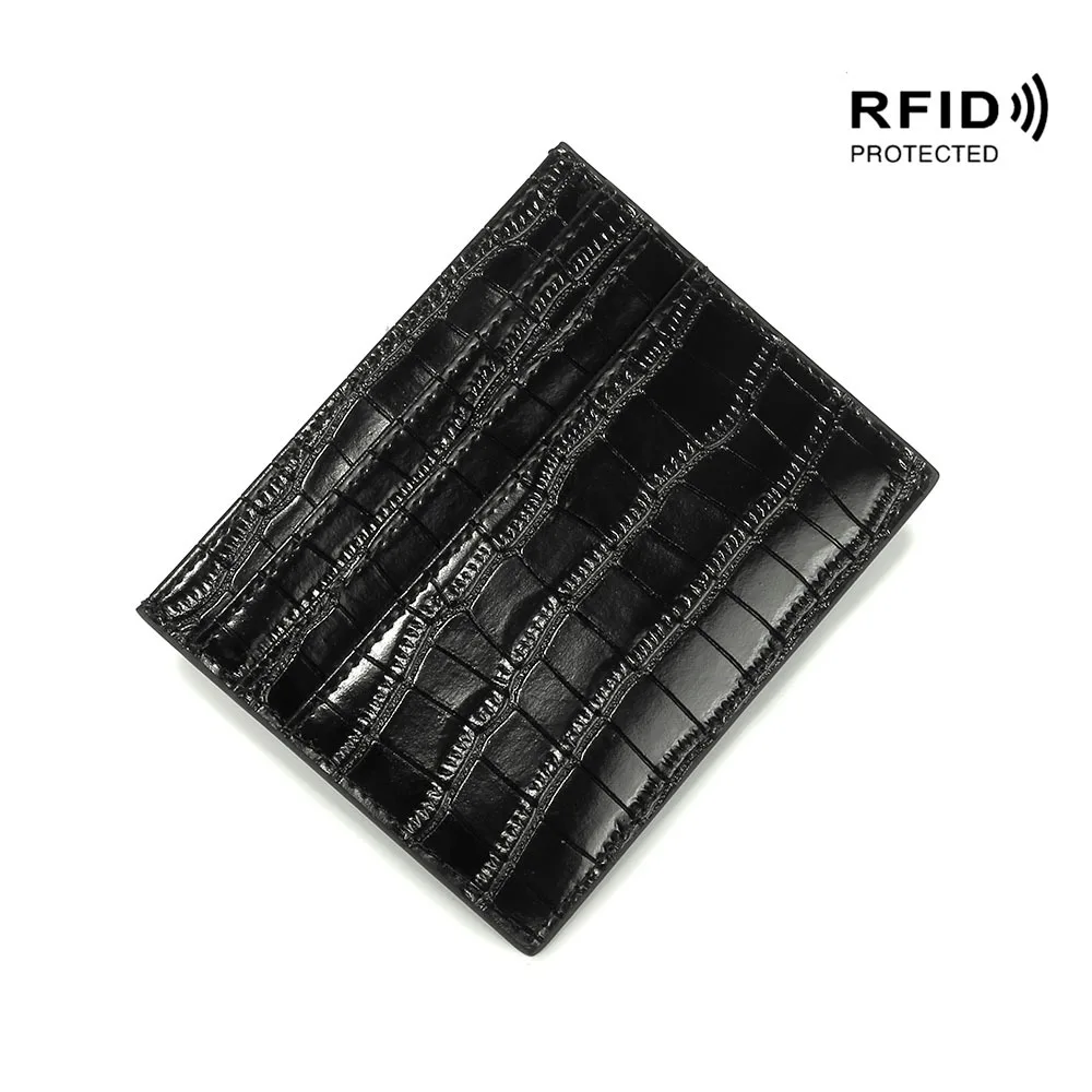 Лидер продаж тонкий кошелек из крокодиловой кожи с отделением для карт и RFID-защитой маленький простой натуральной женщин