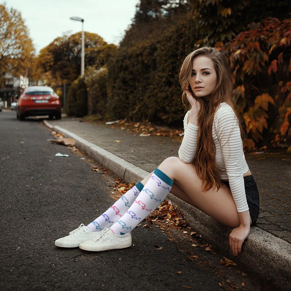 Hot Sale 20-30mmhg Running Men Women Athletic Fun Stocking Knee High Nurse Medical Compression Socks