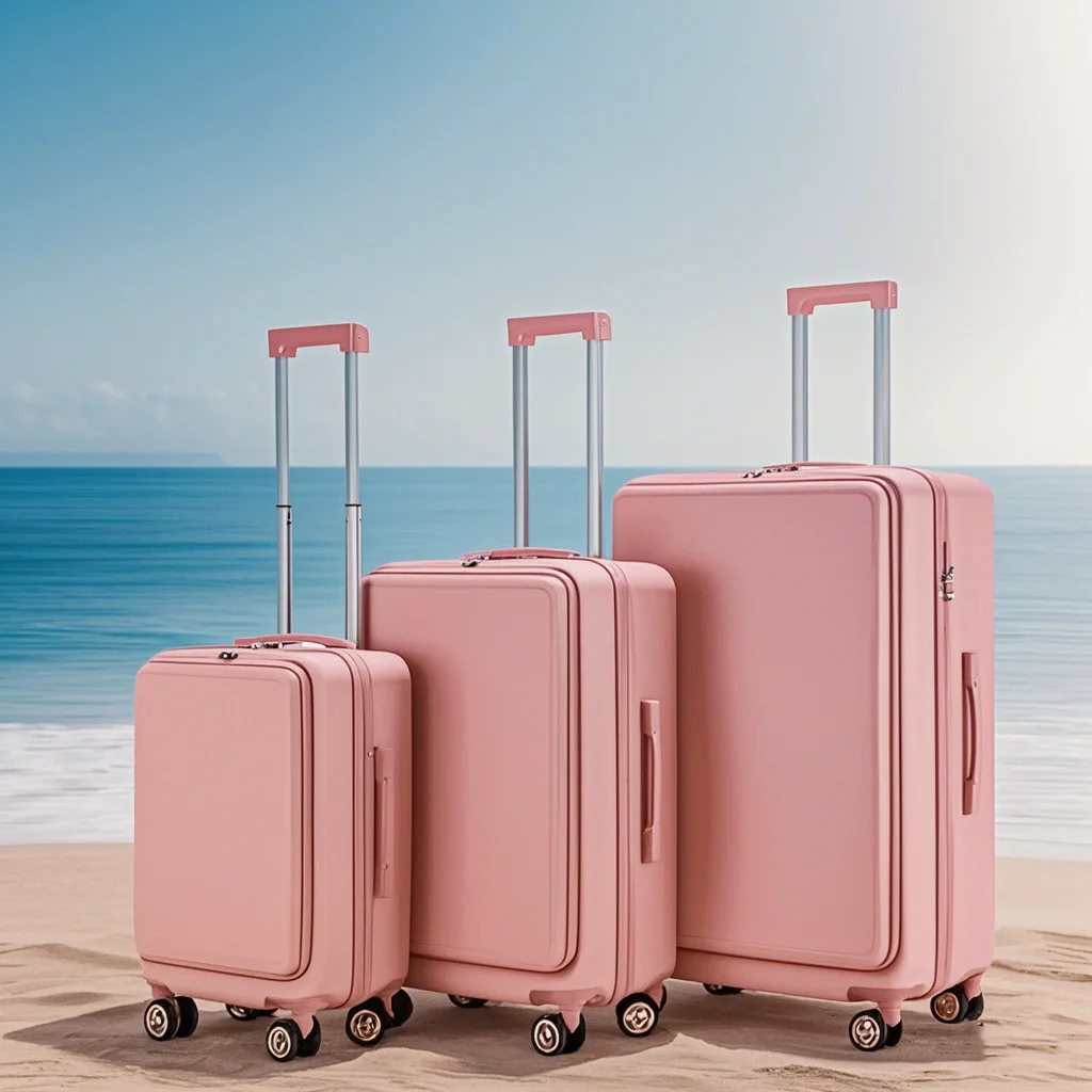 Business travel luggage Front Pocket and USB Port Expandable Hard side Luggage with Spinner Wheels, 3-Piece Set (20/24/28)