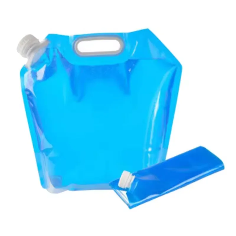 3L 5L 10L Blue Clear Plastic Stand Up Portable Lightweight Water Storage Packaging Carrier Tank Container Bag With Spout