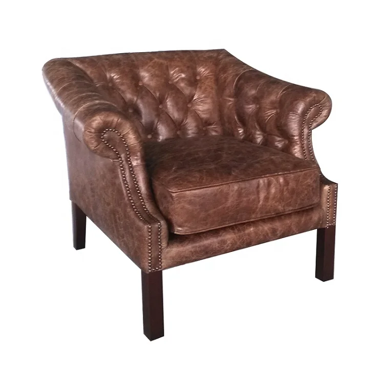 Brown leather lounge chair