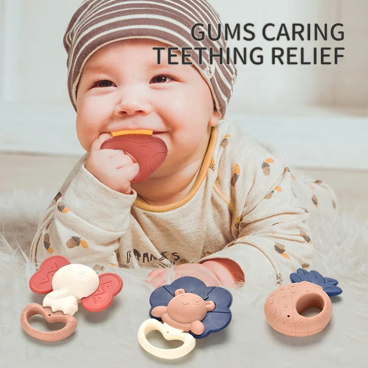 Infant Rattles With Melodious and Dynamic Sounds Teether Gum Toys Set