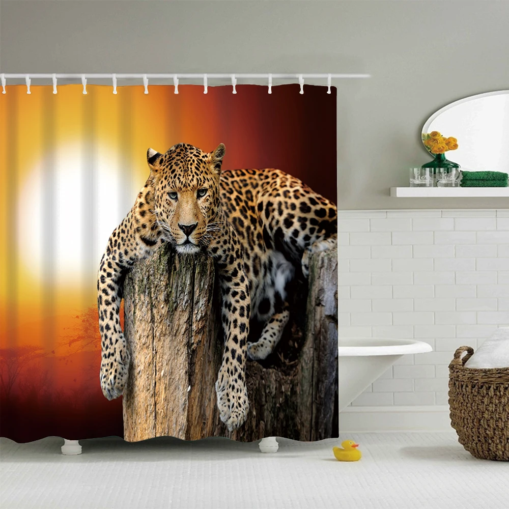 custom design fabric personalized waterproof african animal  theme shower curtain
