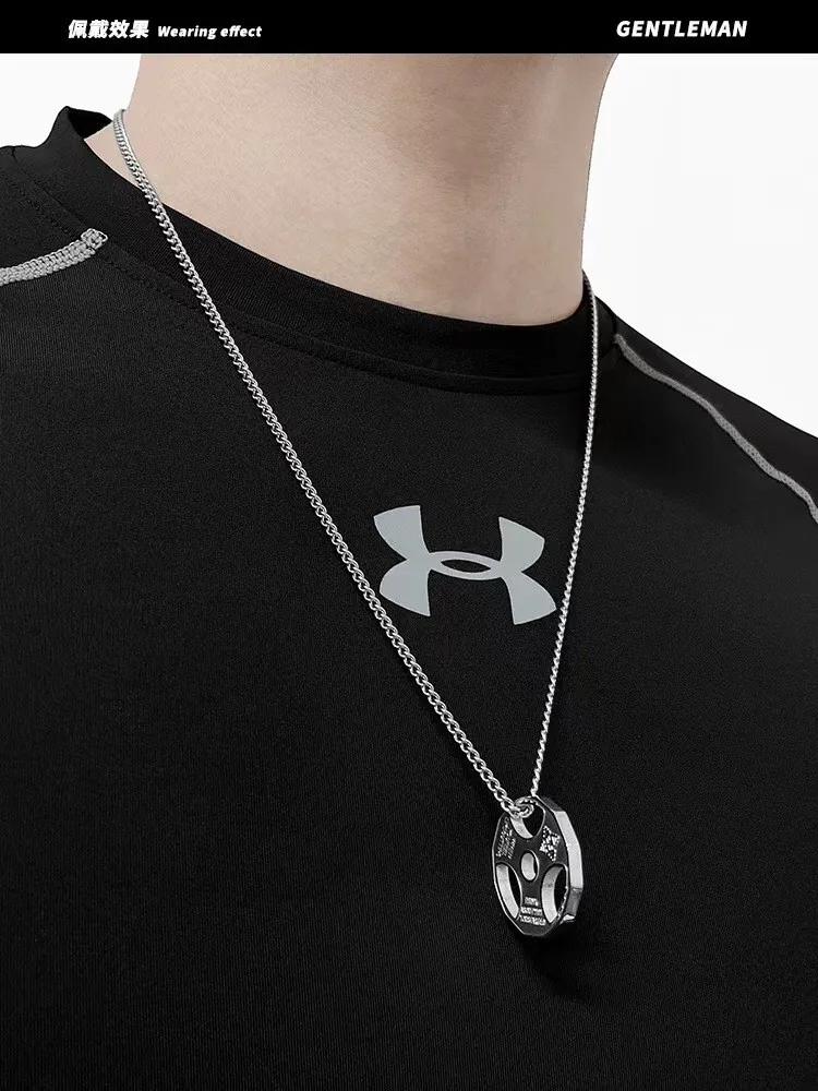 Wholesale Men Women Fitness Charm Jewelry Weight Plate Dumbbell Sports Barbell Stainless Steel Pendant Necklace For Men