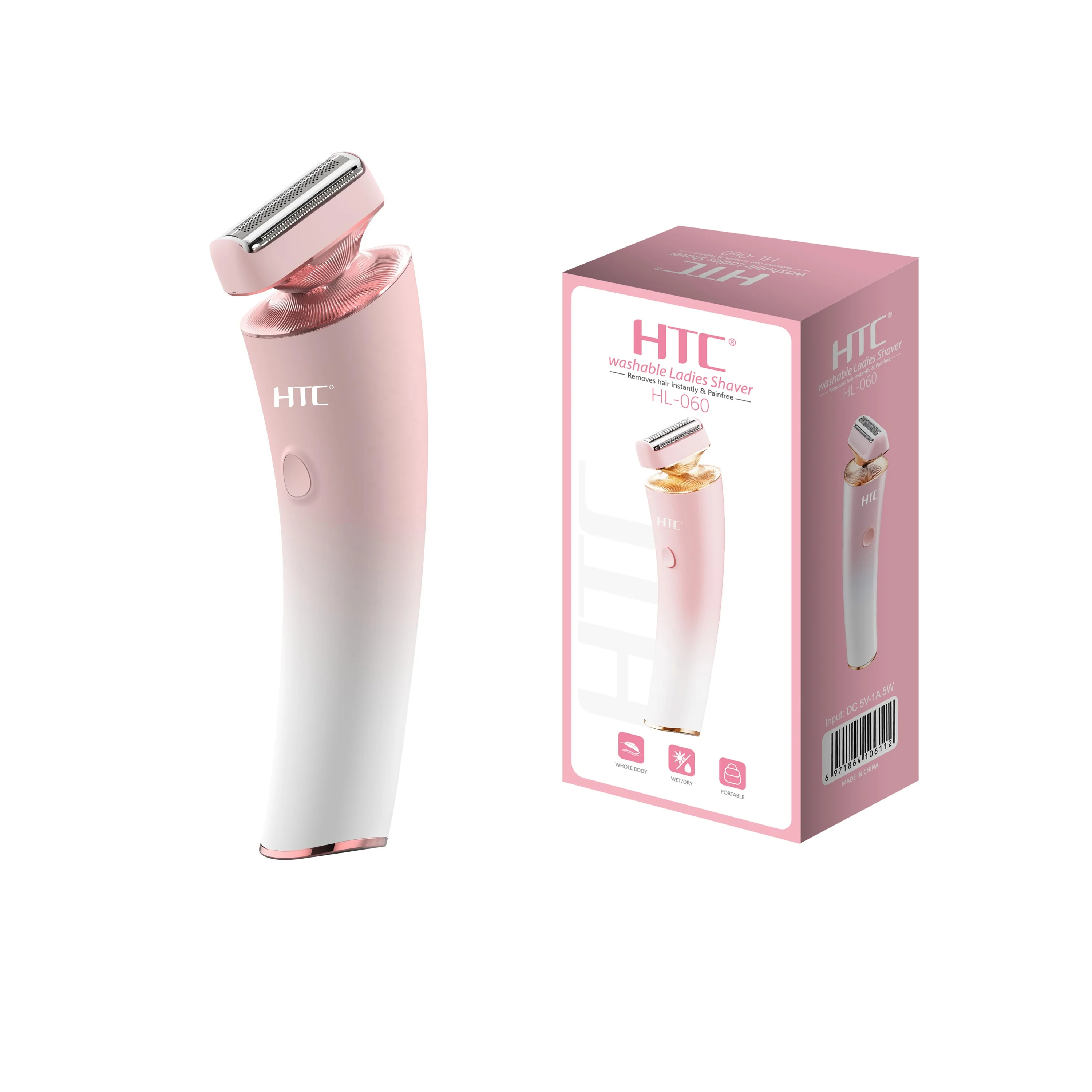 HTC HL-060 Waterproof Lady Shaver Body Hair Removal For Legs & Underarms Woman Hair Trimmer Ear Razor
