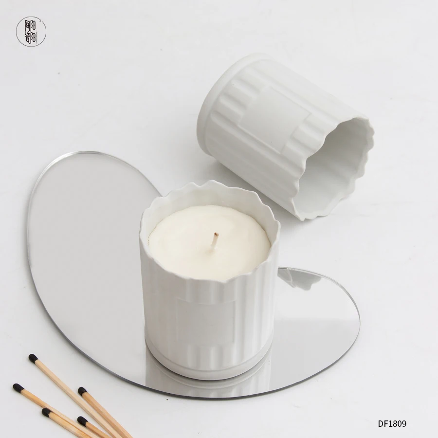 Nordic Home Decor Cylinder Candle Vessels Wholesale White Empty Ceramic Candle Jars Luxury