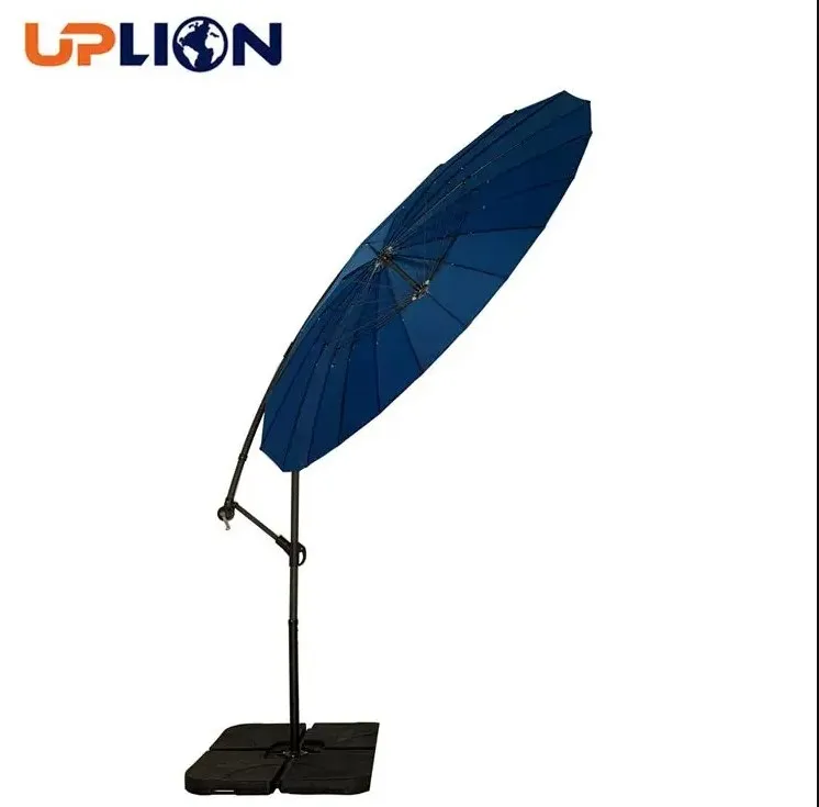 Uplion 18 Ribs Outdoor Patio Umbrella with Tile and Crack Cantilever Parasol Outdoor Garden Parasol Sun Umbrella