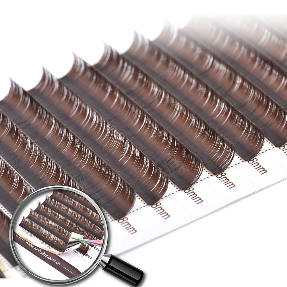 SpicyLashes Premium PBT Fibres Soft mink volume 0.05 0.06 single individual Chocolate Brown eyelash trays