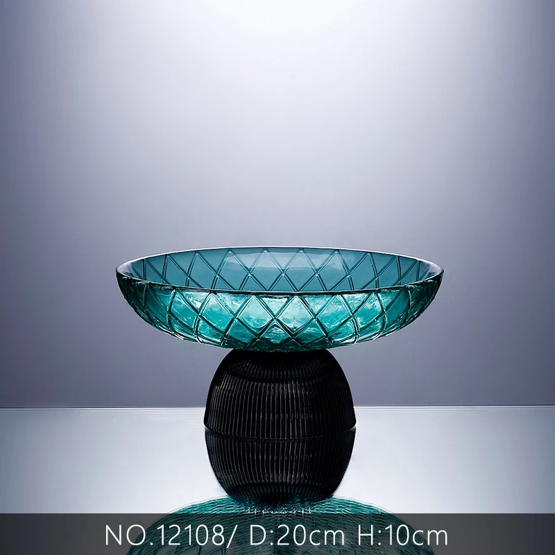 Home decor desktop luxury nordic crystal glass dry fruit plate serving fruit bowl decoration