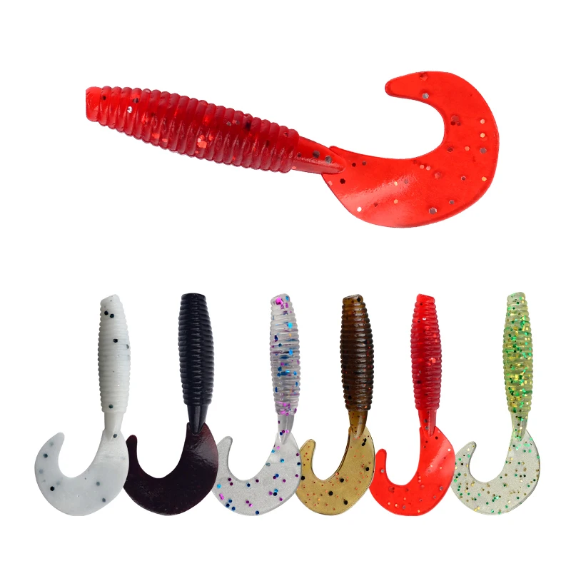 75G canned soft Lure Grub shaped Tail Soft Lure Soft Plastic Fishing Lure Set