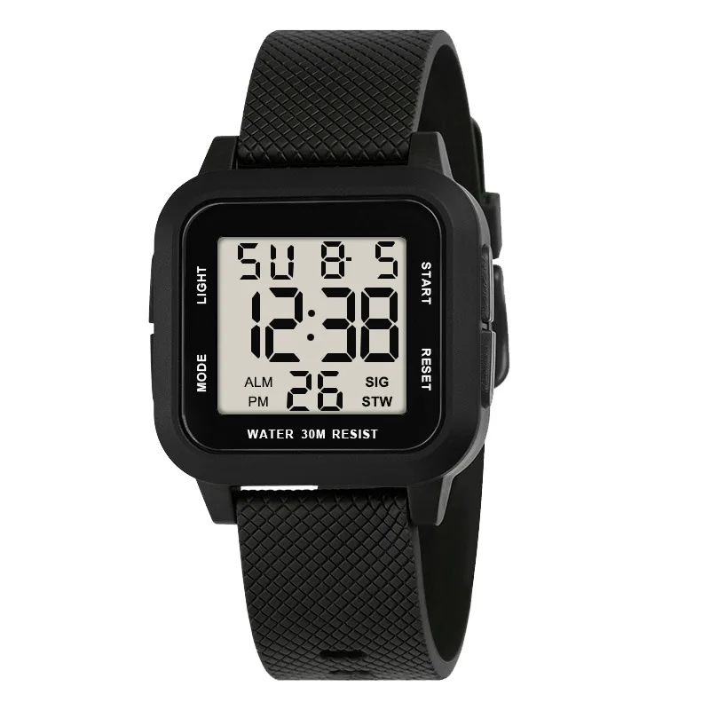 Sports Alarm Clock Auto Date chronograph china Complete Calendar  Water Resistant square digital watches