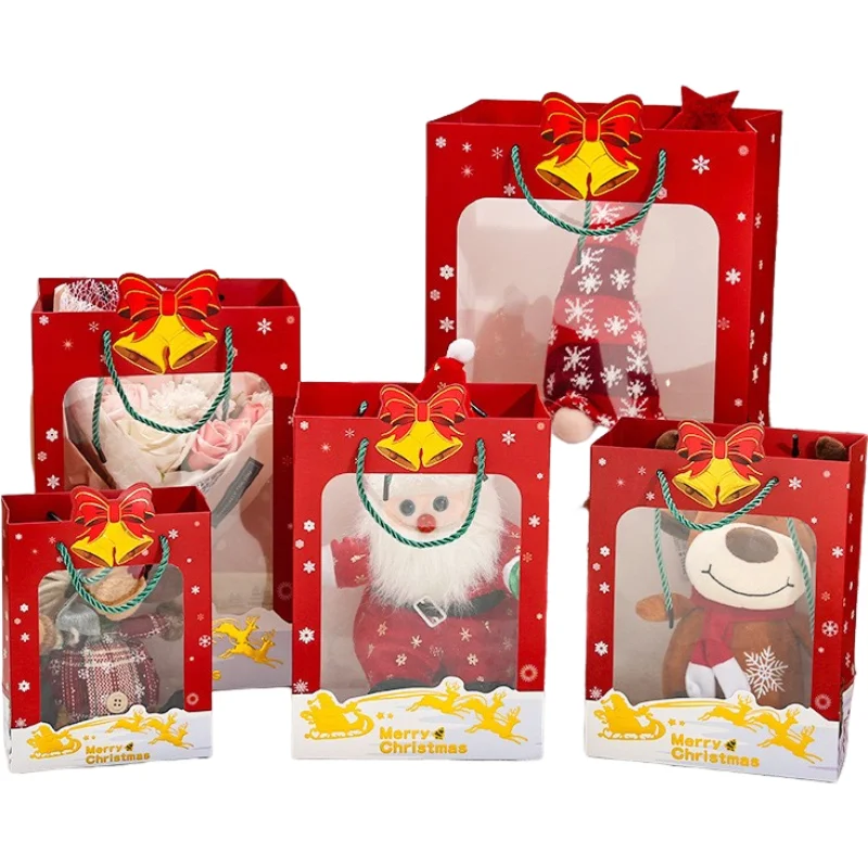 Environmentally Friendly Cartoon Christmas Paper Bag With Handle Customized Paper Bags
