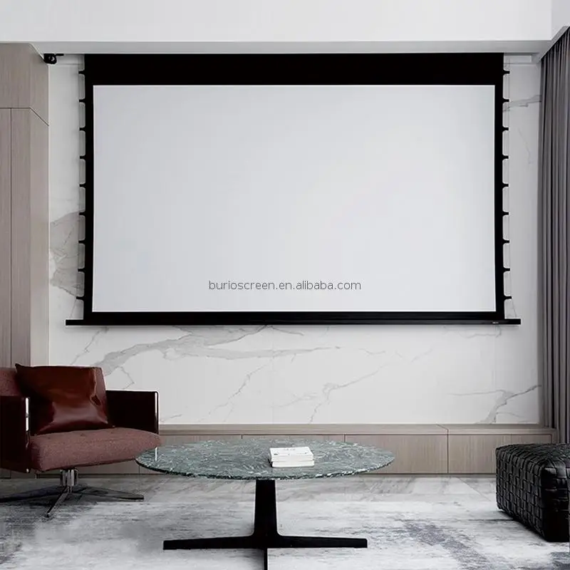 92 Inch 16:9 motorized projection screen cheap electric tab-tensioned projector screens with remote control