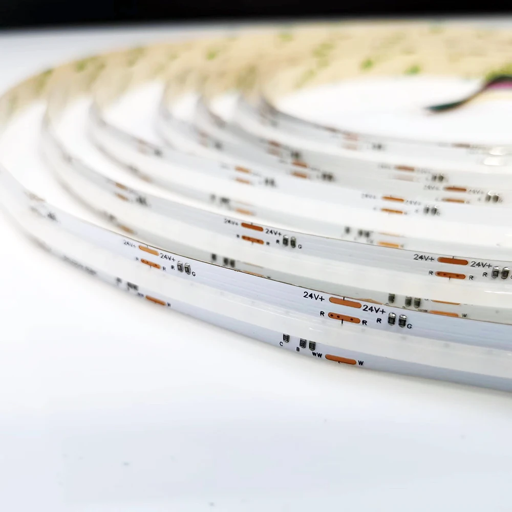 6 разъемов без пайки и RGBCCT Cob Светодиодная лента Dream Color 840 светодиодов CRI>90 12 мм 21 Вт 5 м 24 В Светодиодная лента RGBCCT Cob