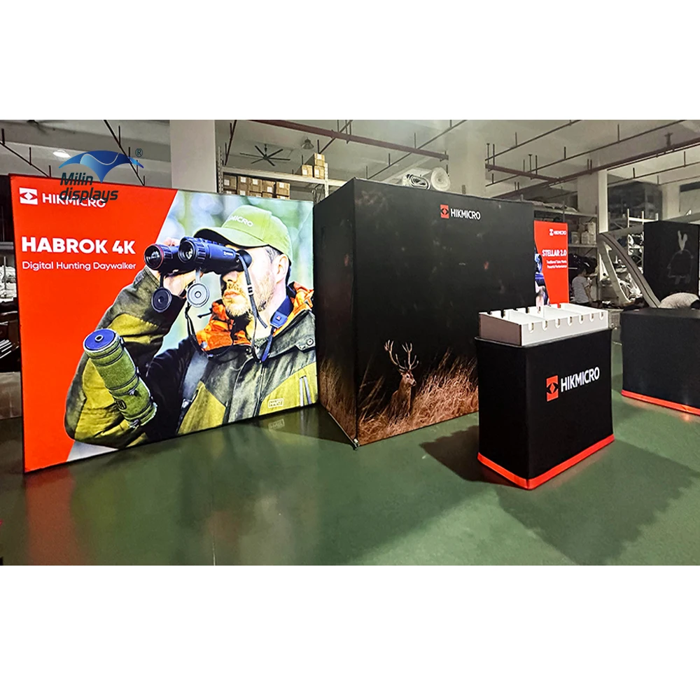 Portable Aluminum Frame Display Counter Advertising LED Light Box Tension Fabric Trade Show Displays Stand
