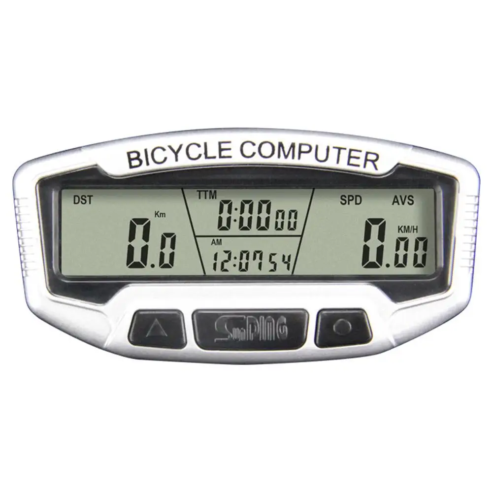 Digital LCD Display Cycling Bike Bicycle Computer Odometer with Green Backlight Thermometer,Clock