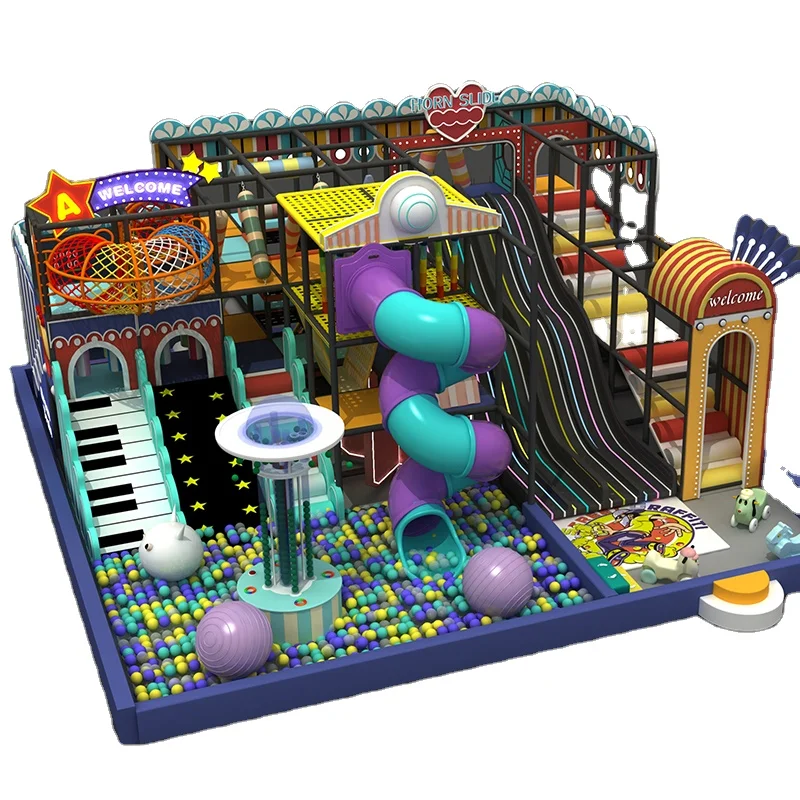 Pokiddo Custom Design Indoor playground trampoline park with Laser Tag Gun battle game for kids adults Tram mazepoline park maze