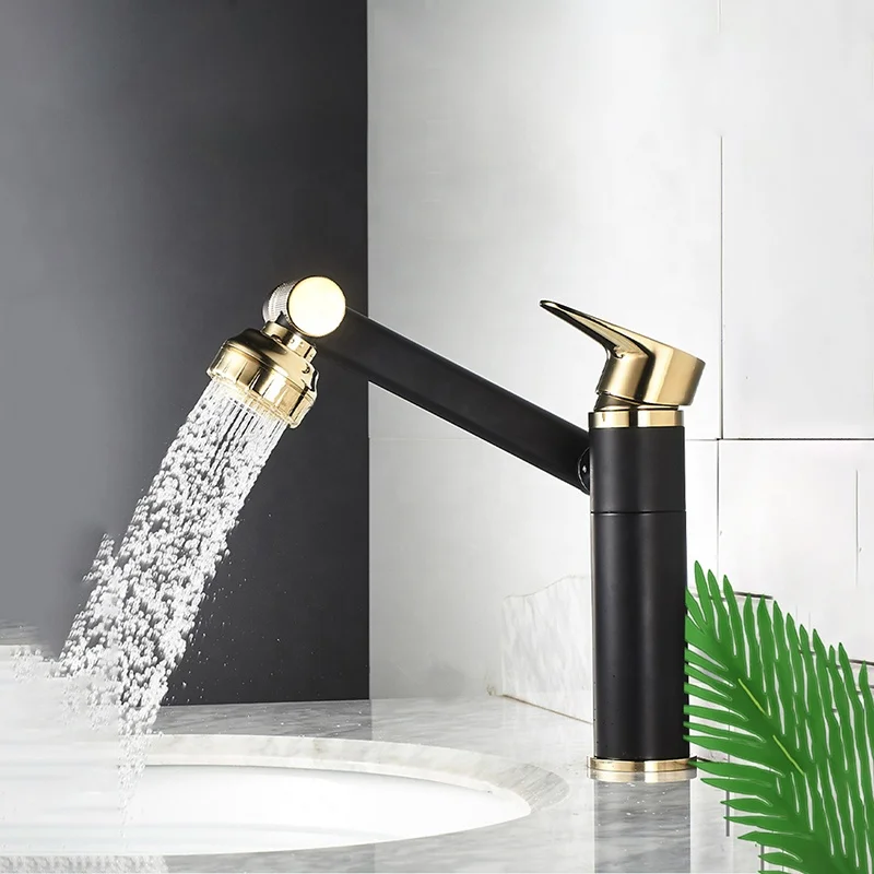 Wholesale Basin for Bathroom Hot and Cold Mixer Mounted with Single Handle Brushed Gold Faucet