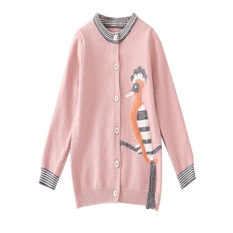 The new Korean cardigan cartoon girl knitted jacquard long sleeve sweater for children in autumn 2020