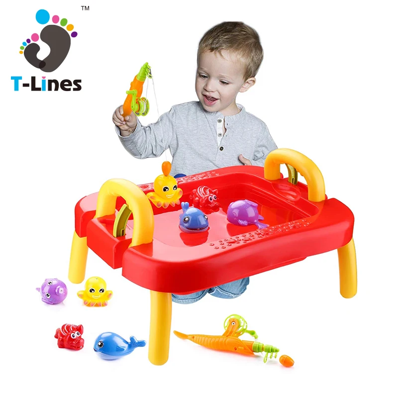Beach play game set plastic fishing water table toy for kids