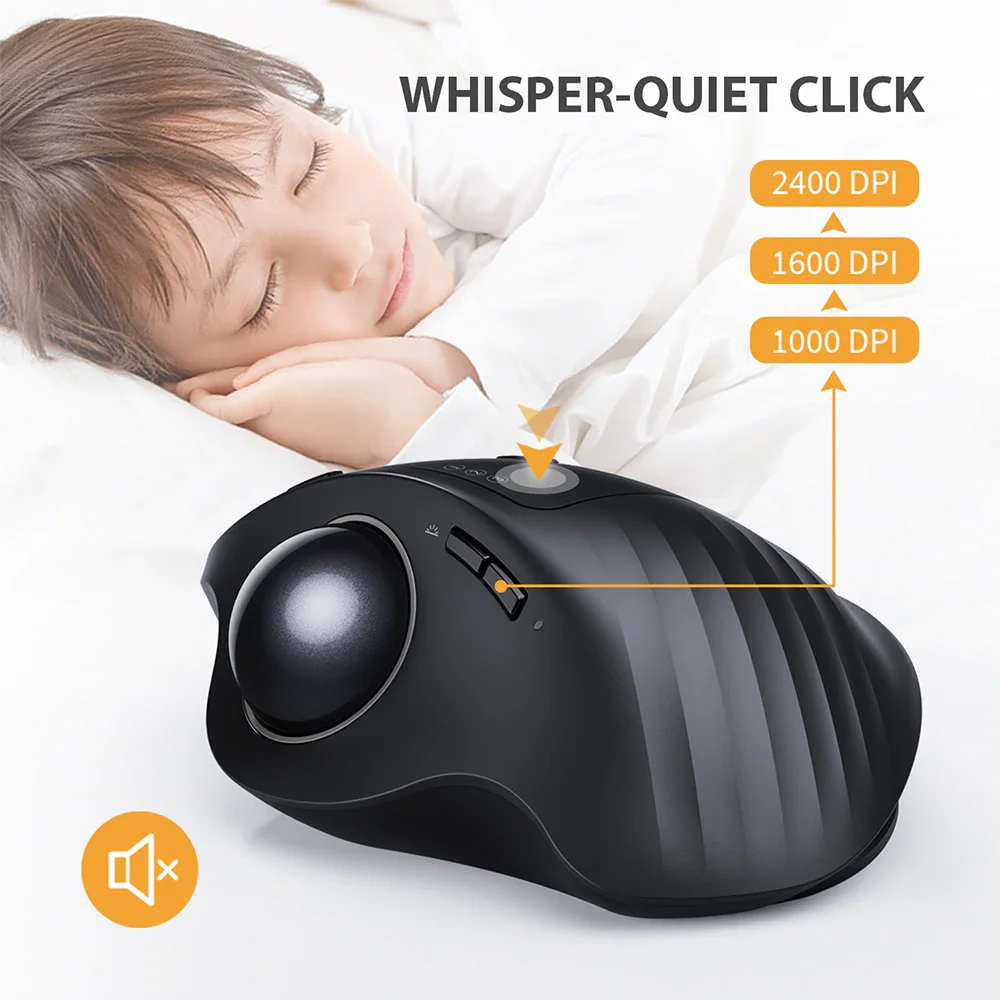 ProtoArc RGB Trackball Mouse Rechargeable Vertical Wireless BT Mouse for PC Computer Ergonomic Mouse