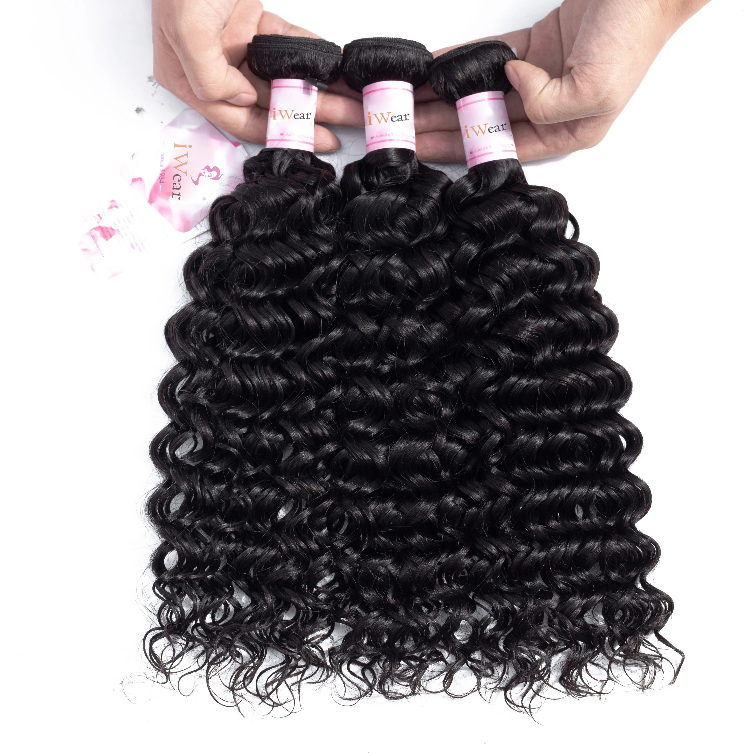 
IWEAR Wholesale Cuticle Aligned Virgin Hair Vendors Free Sample Hair Bundles Water Wave Mink Brazilian Human Virgin Hair Bundles 