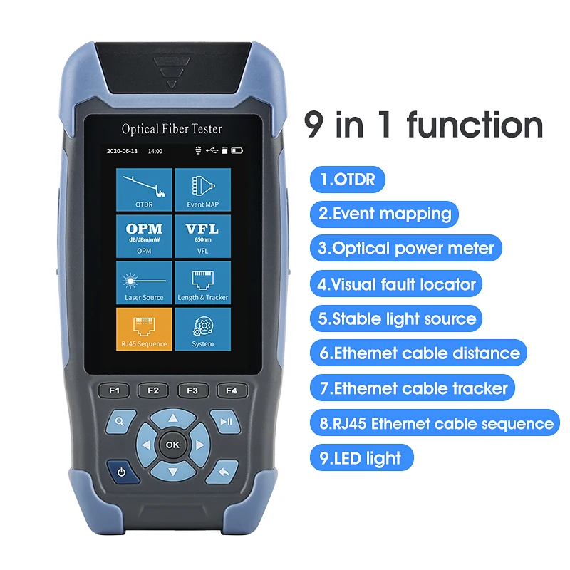 AUA900A High Accurate OTDR mini pro optical time domain reflectometer 1310nm and 1550nm fiber optic APC Port  3m to 64km 24/22dB