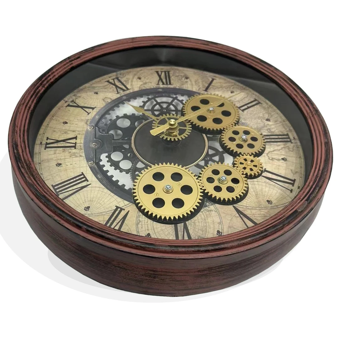 cheap price plastic luxury unique wall clocks with rotating gears