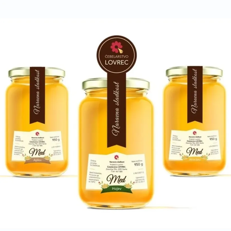 Wholesale Custom Design and Printing Food Packaging Self Adhesive Honey Jar Bottle Label Sticker Private Label for Honey
