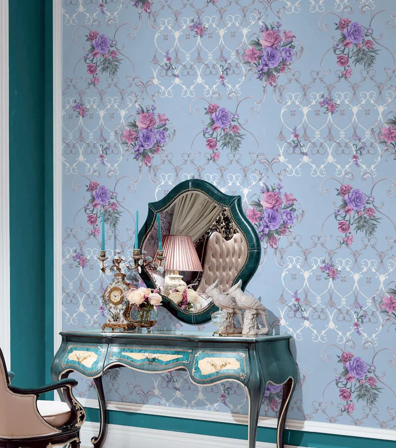 Classic Damascus Bedroom Living Room Vinyl Wallpaper, Commercial wallpaper wall coating covering