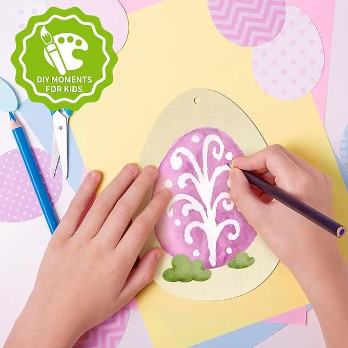 Easter large-sized wooden egg and wood chip decorative crafts